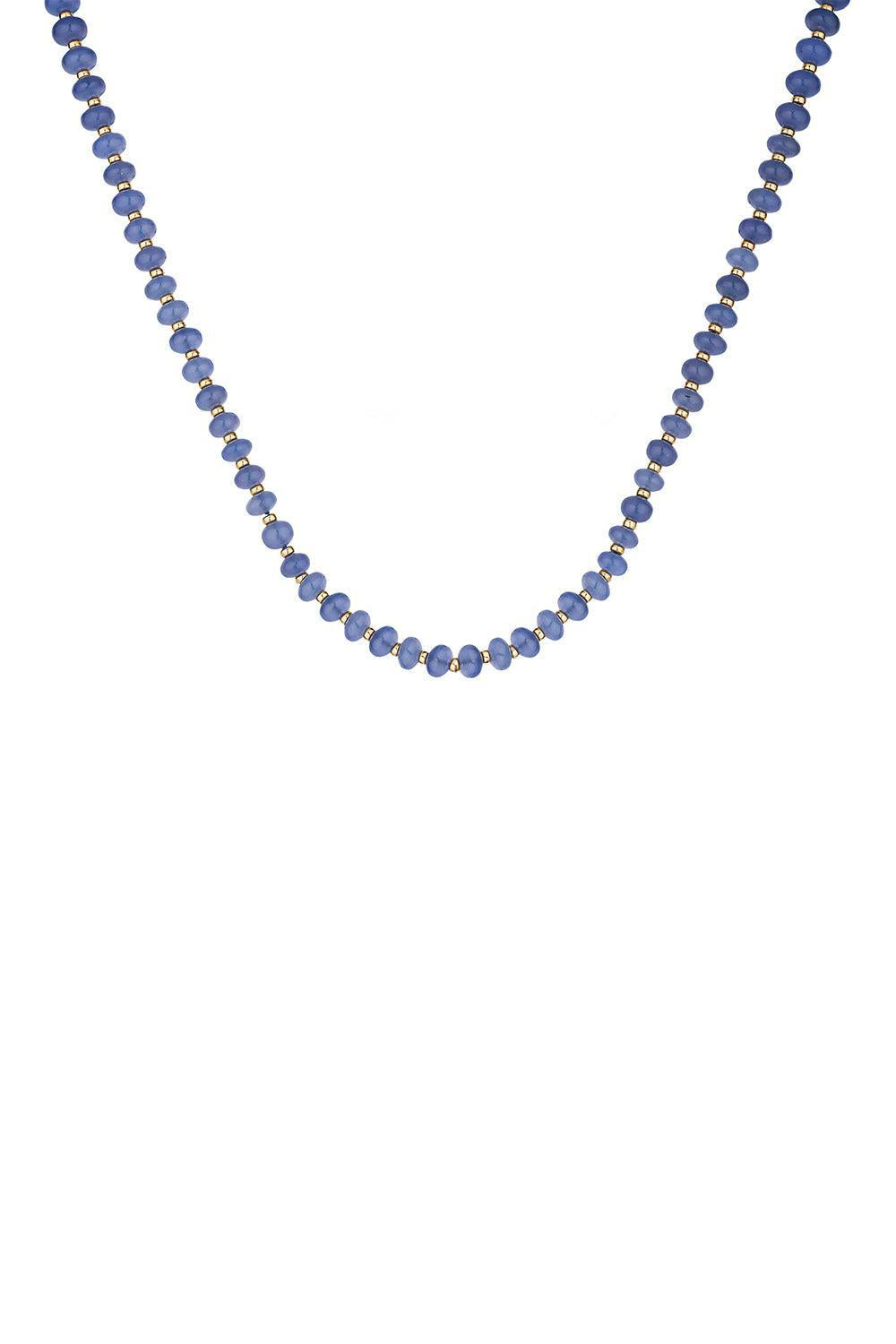 Blue Chalcedony Beaded Beyond Necklace-YELLOW GOLD-26-JEWELRYFINE JEWELNECKLACE O-GOSHWARA