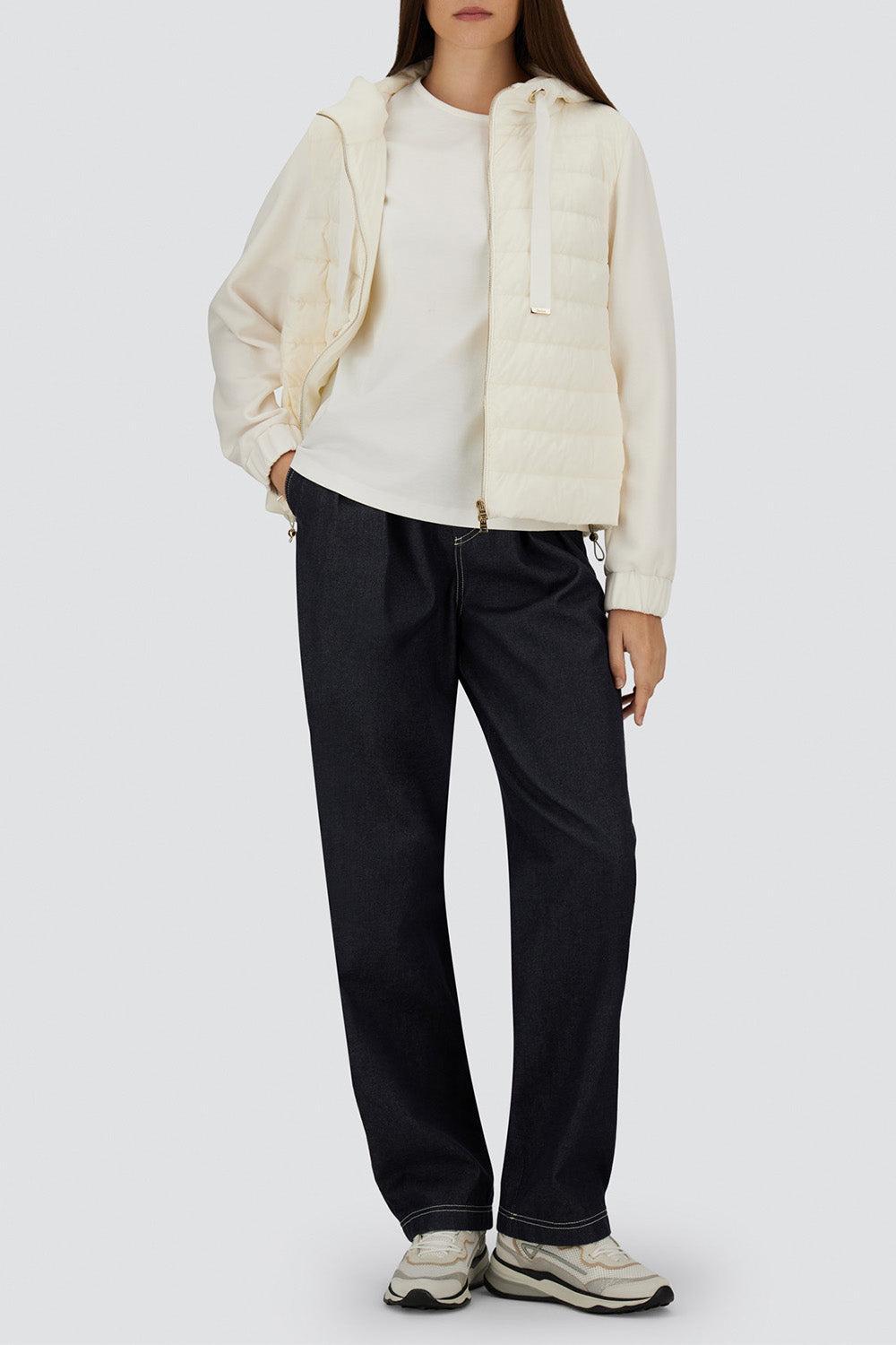 Tie Neck Quilted Hoodie-WHITE-XS-CLOTHINGJACKETCASUAL-HERNO