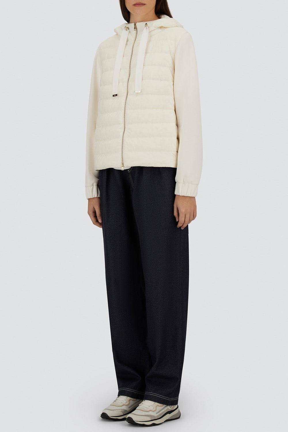 Tie Neck Quilted Hoodie-WHITE-XS-CLOTHINGJACKETCASUAL-HERNO