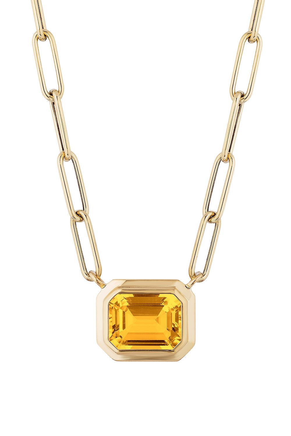 Citrine Manhattan Necklace-YELLOW GOLD-16-JEWELRYFINE JEWELNECKLACE O-GOSHWARA