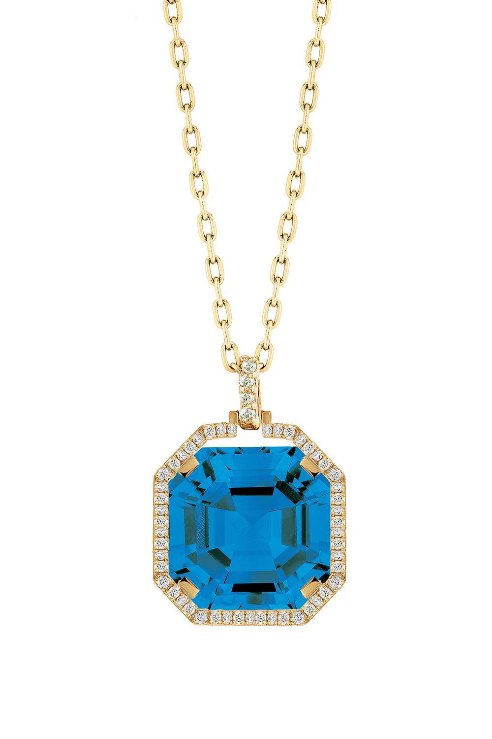 London Blue Topaz Asscher Gossip Pendant Necklace-YELLOW GOLD-16-JEWELRYFINE JEWELNECKLACE O-GOSHWARA