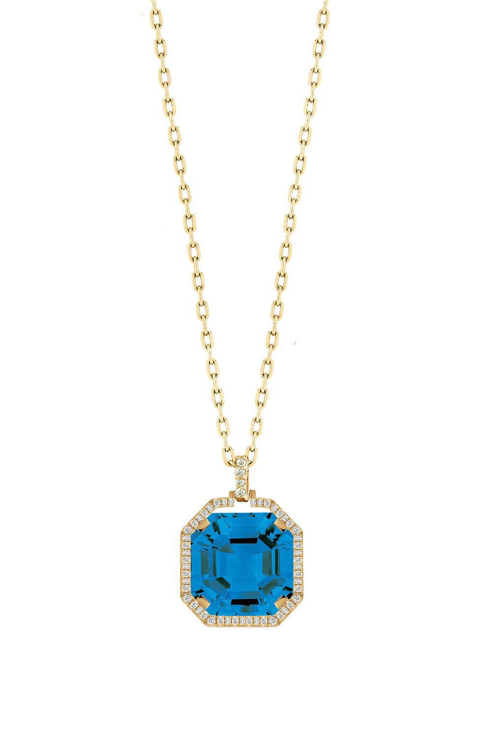 London Blue Topaz Asscher Gossip Pendant Necklace-YELLOW GOLD-16-JEWELRYFINE JEWELNECKLACE O-GOSHWARA