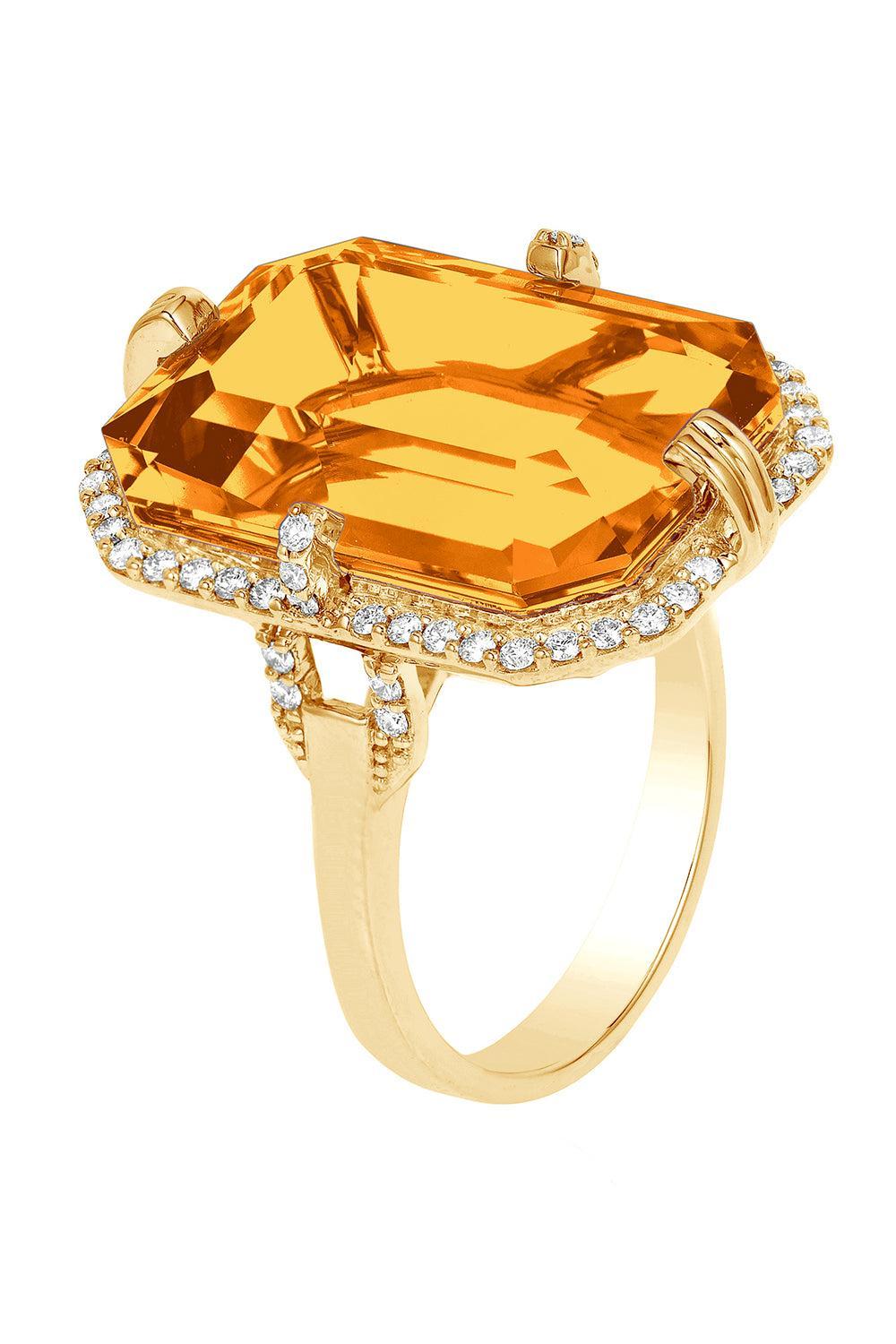 Citrine Diamond Gossip Ring-YELLOW GOLD-6.75-JEWELRYFINE JEWELRING-GOSHWARA