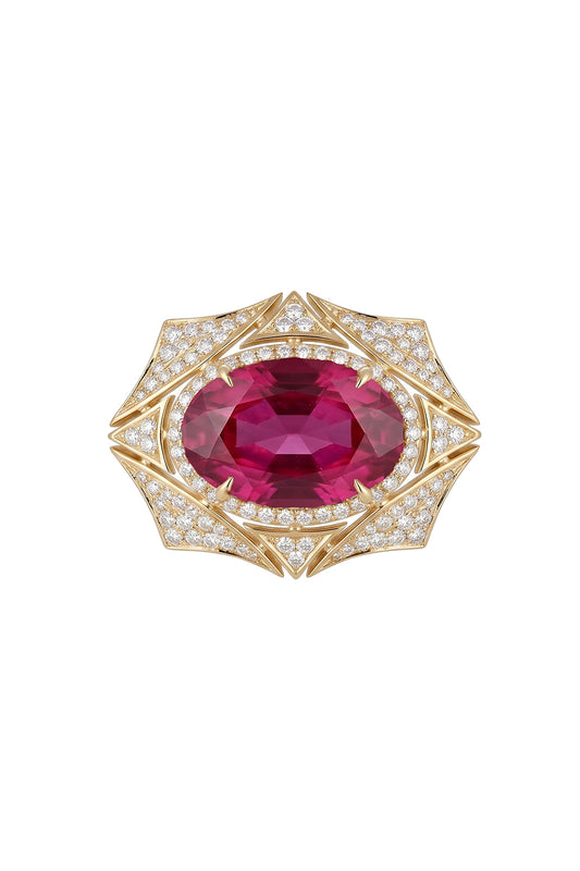 Pink Tourmaline East-West Web Ring