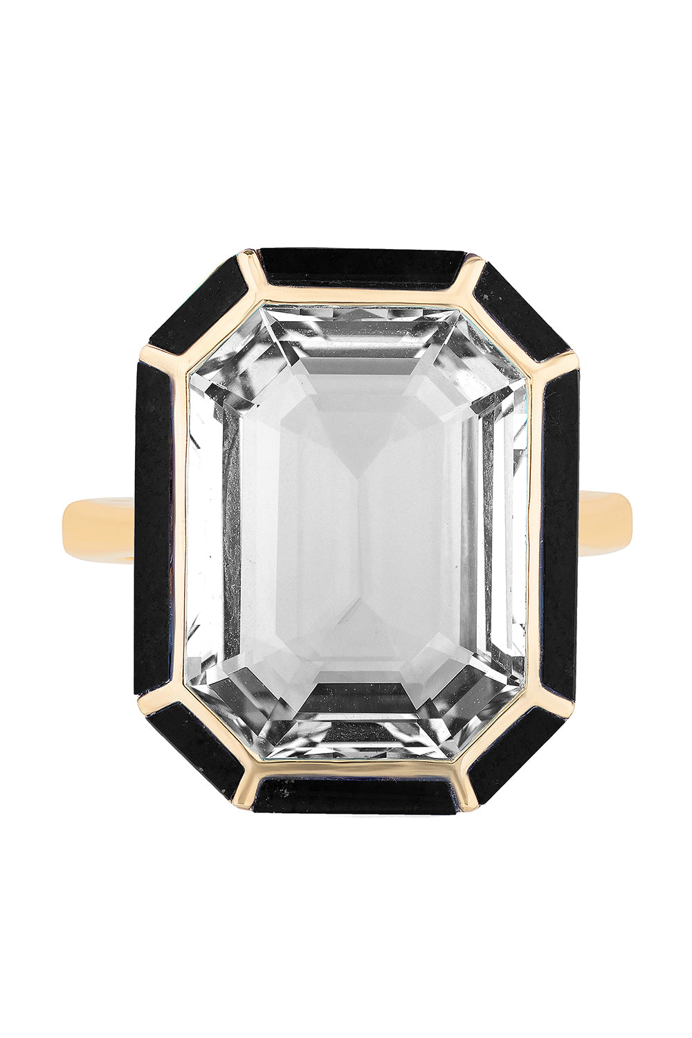 Rock Crystal Onyx Melange Ring