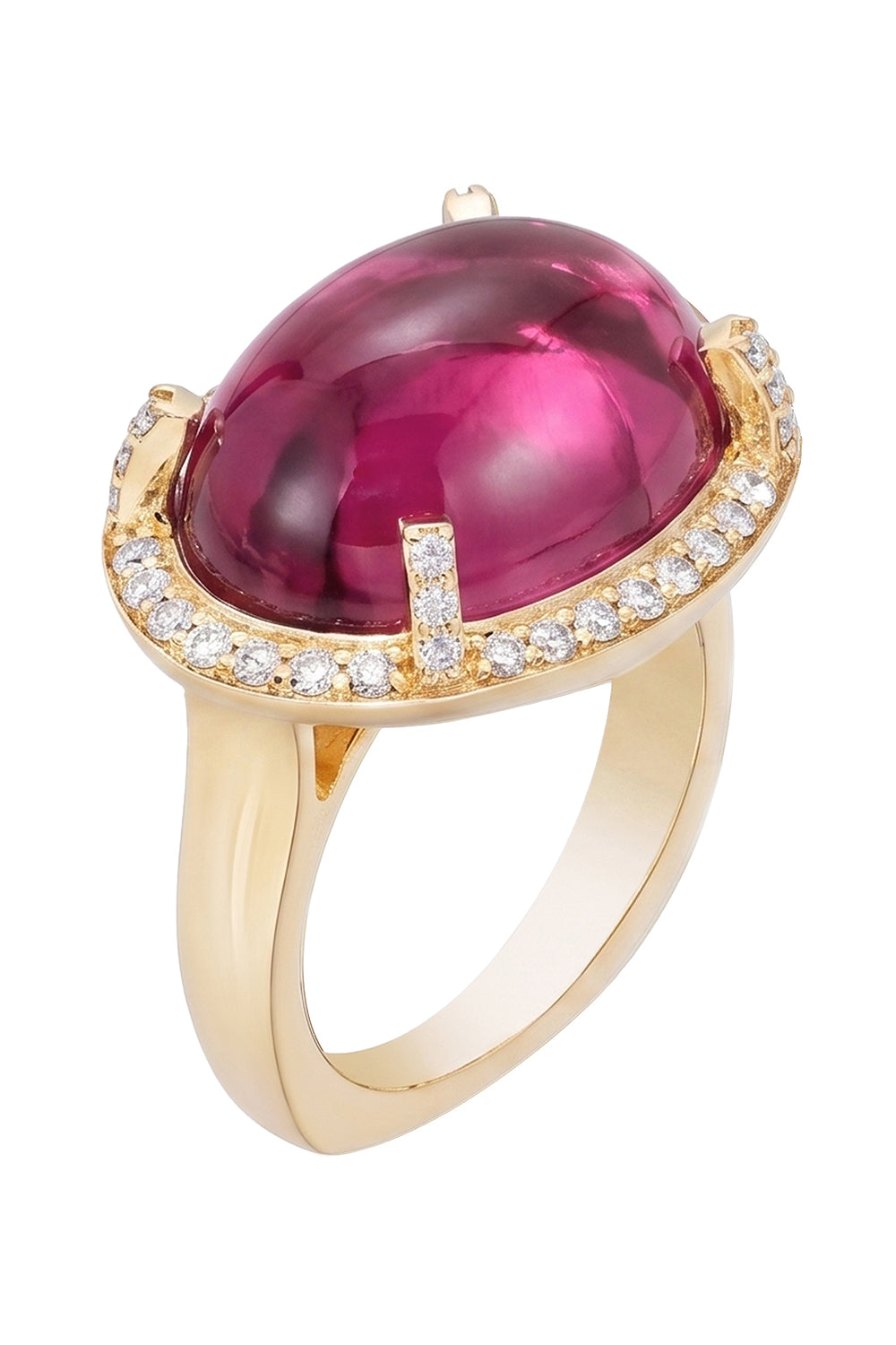 Pink Tourmaline Diamond Oval Halo Ring