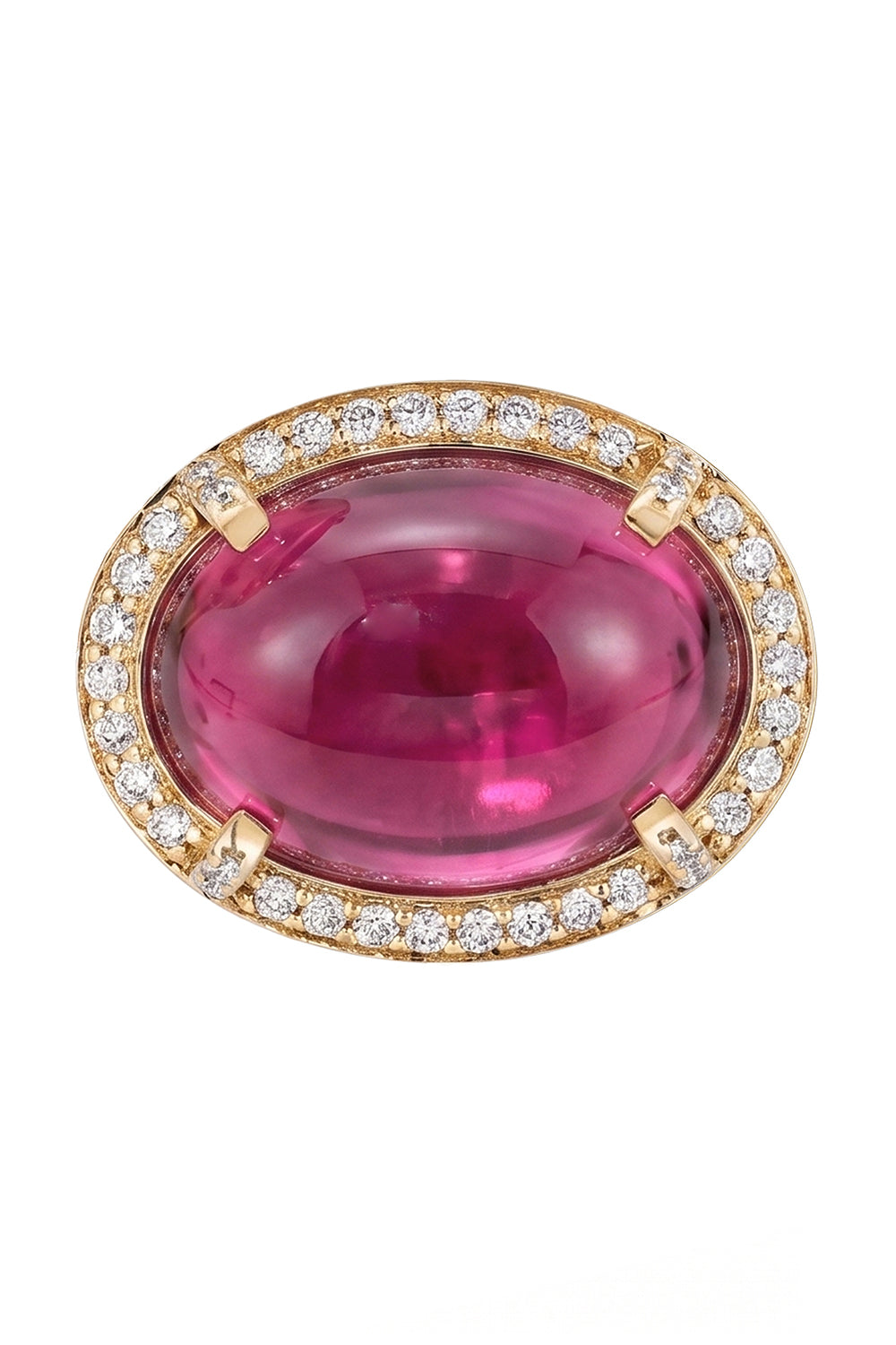 Pink Tourmaline Diamond Oval Halo Ring