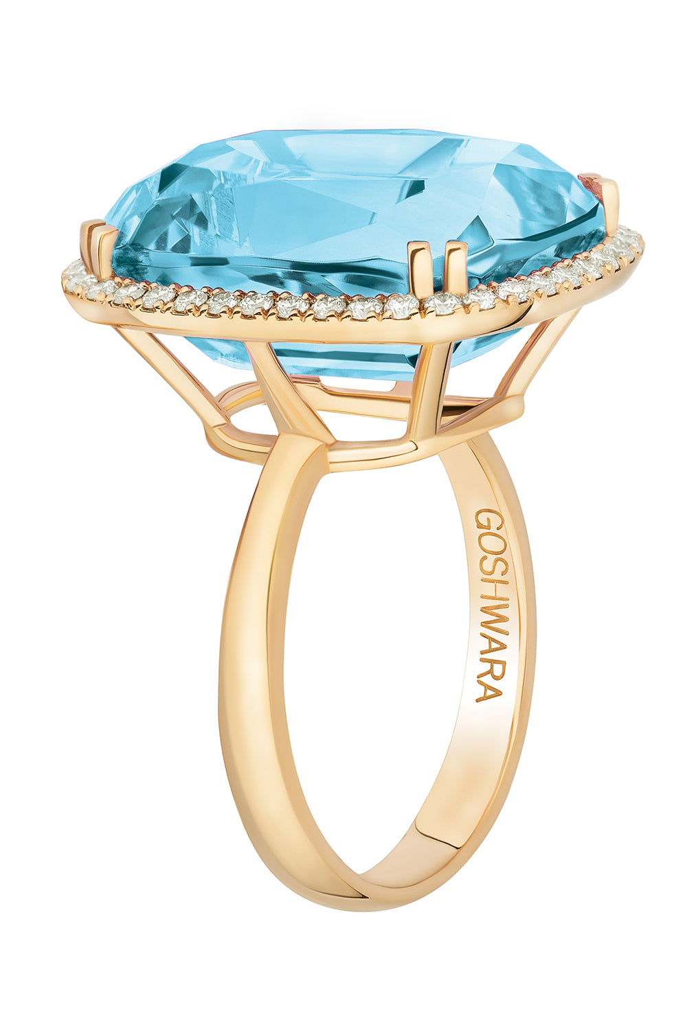 Blue Topaz Cushion Gossip Ring