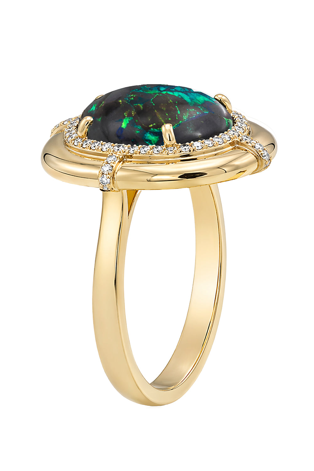 Brown Opal Diamond Medallion Ring