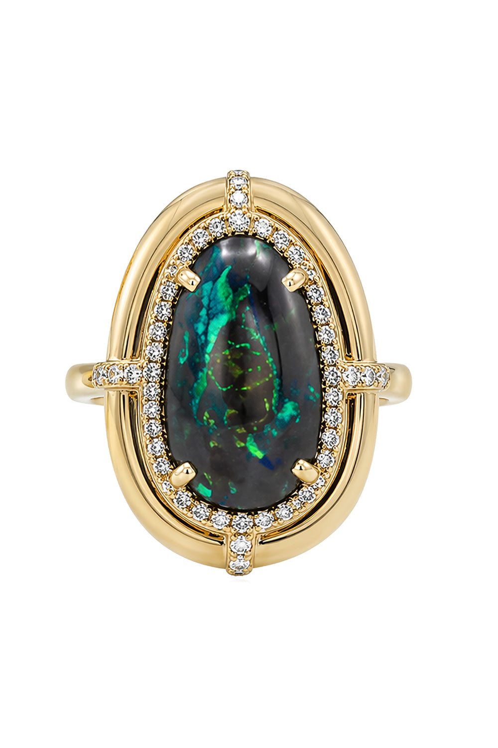 Brown Opal Diamond Medallion Ring