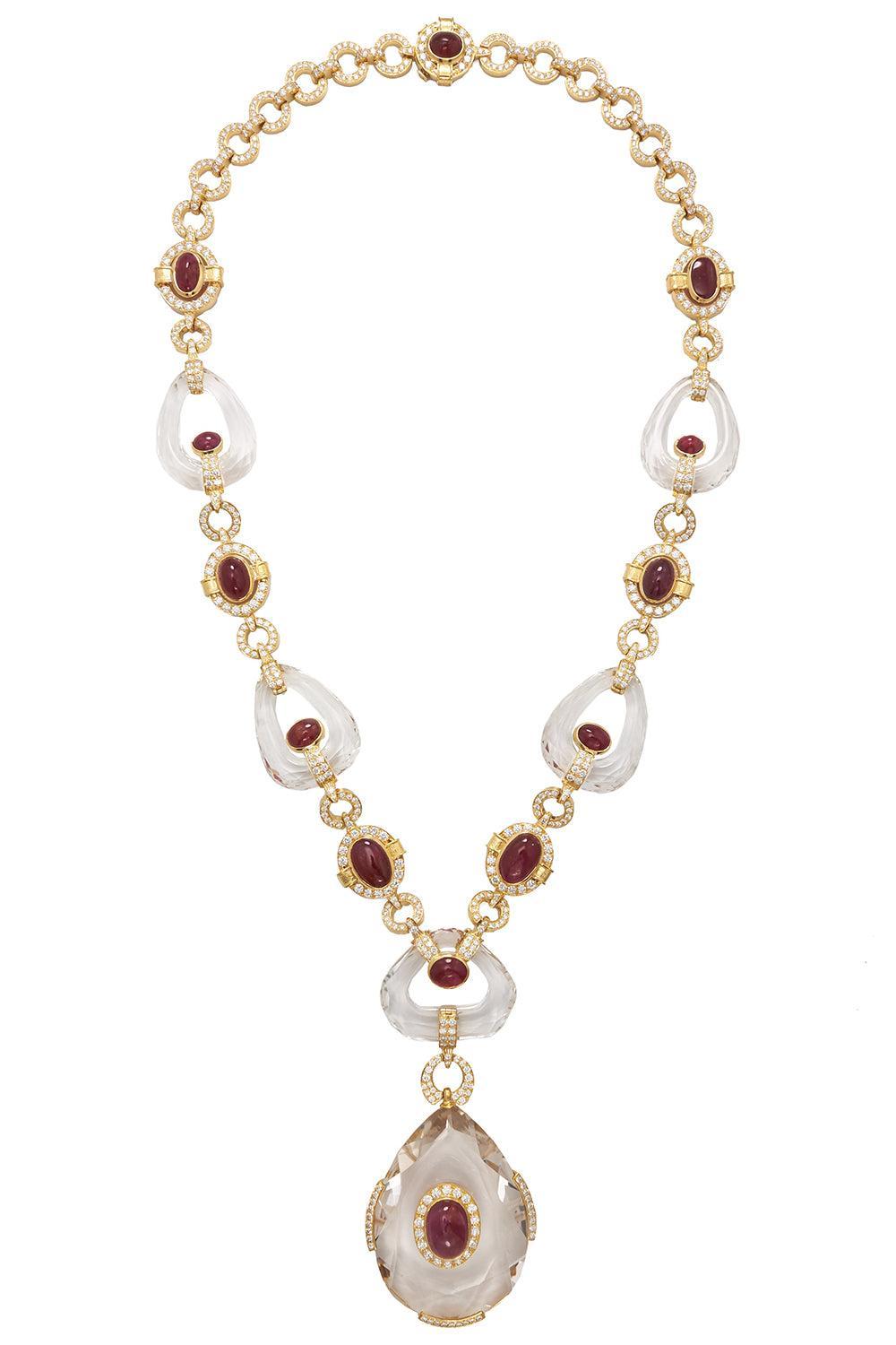 Rock Crystal Couture Hoop Necklace-YELLOW GOLD-JEWELRYFINE JEWELNECKLACE O-DAVID WEBB