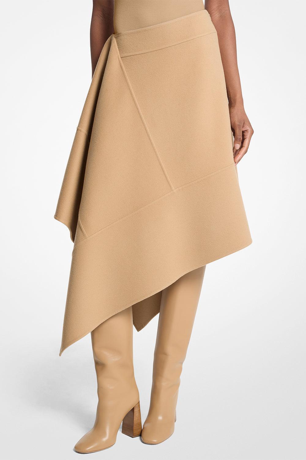 Asymmetric Midi Skirt-BROWN-2-CLOTHINGSKIRTKNEE LENGT-MICHAEL KORS COLLECTION