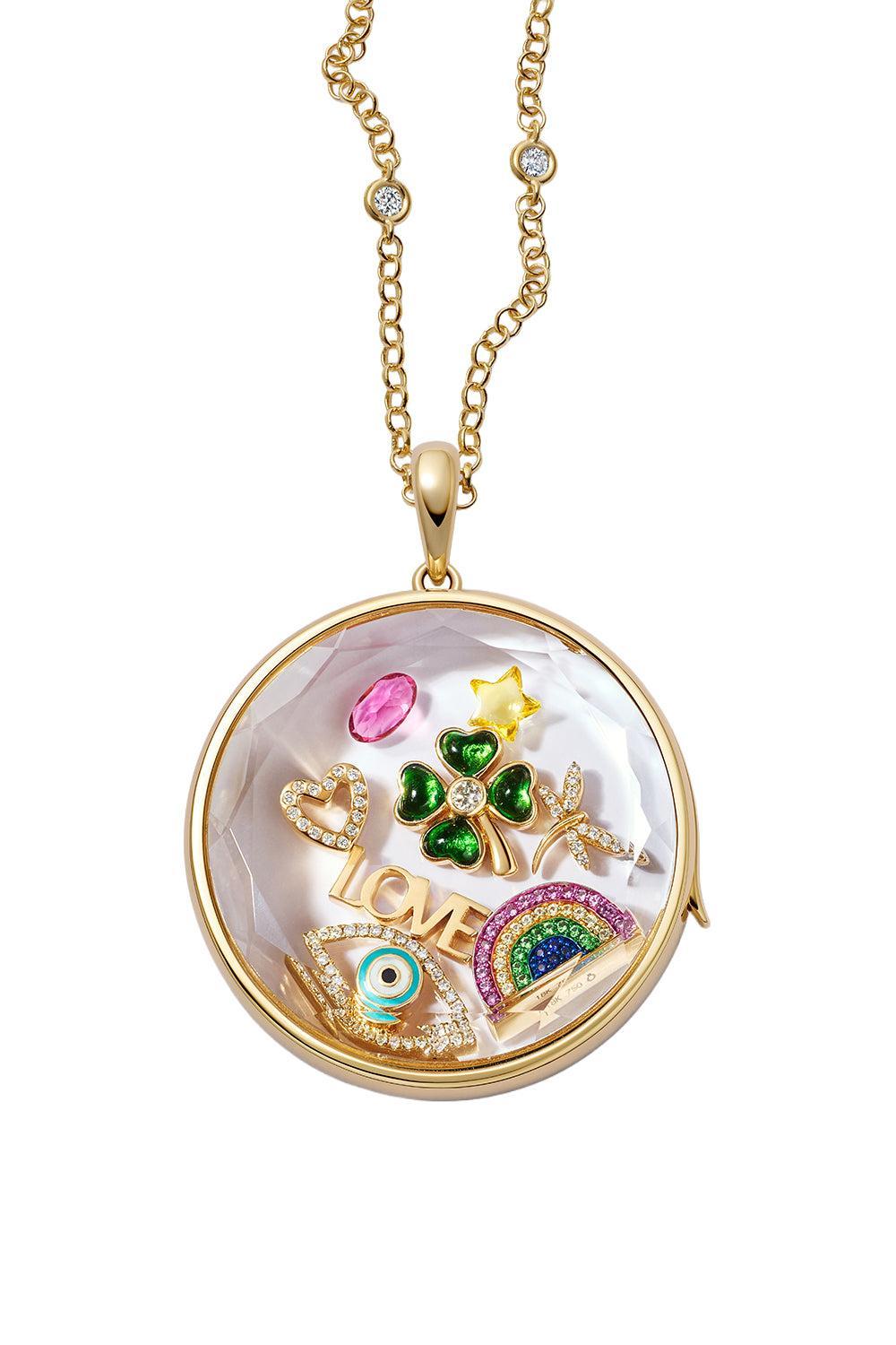 Sapphire Rainbow Charm-YELLOW GOLD-JEWELRYFINE JEWELPENDANT-LOQUET
