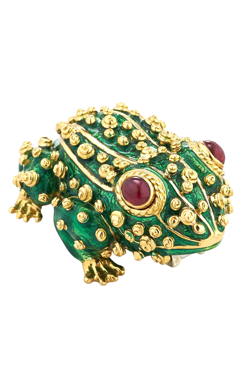 Ruby Green Frog Brooch