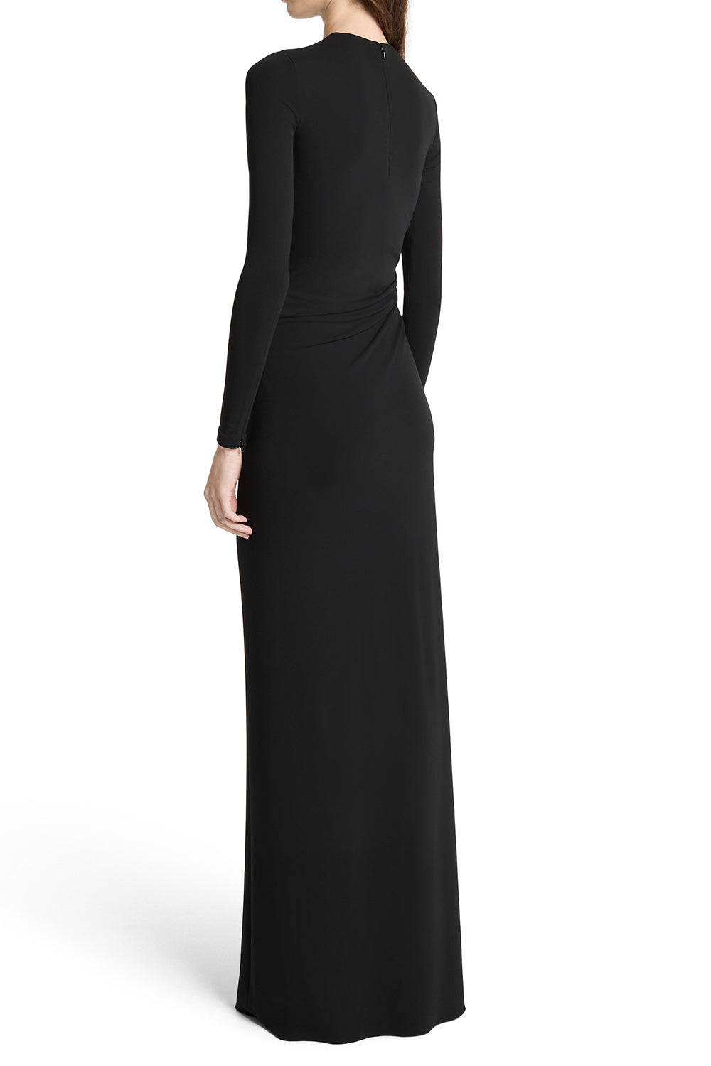 Long Sleeve Draped Gown-BLACK-2-CLOTHINGDRESSGOWN-MICHAEL KORS COLLECTION