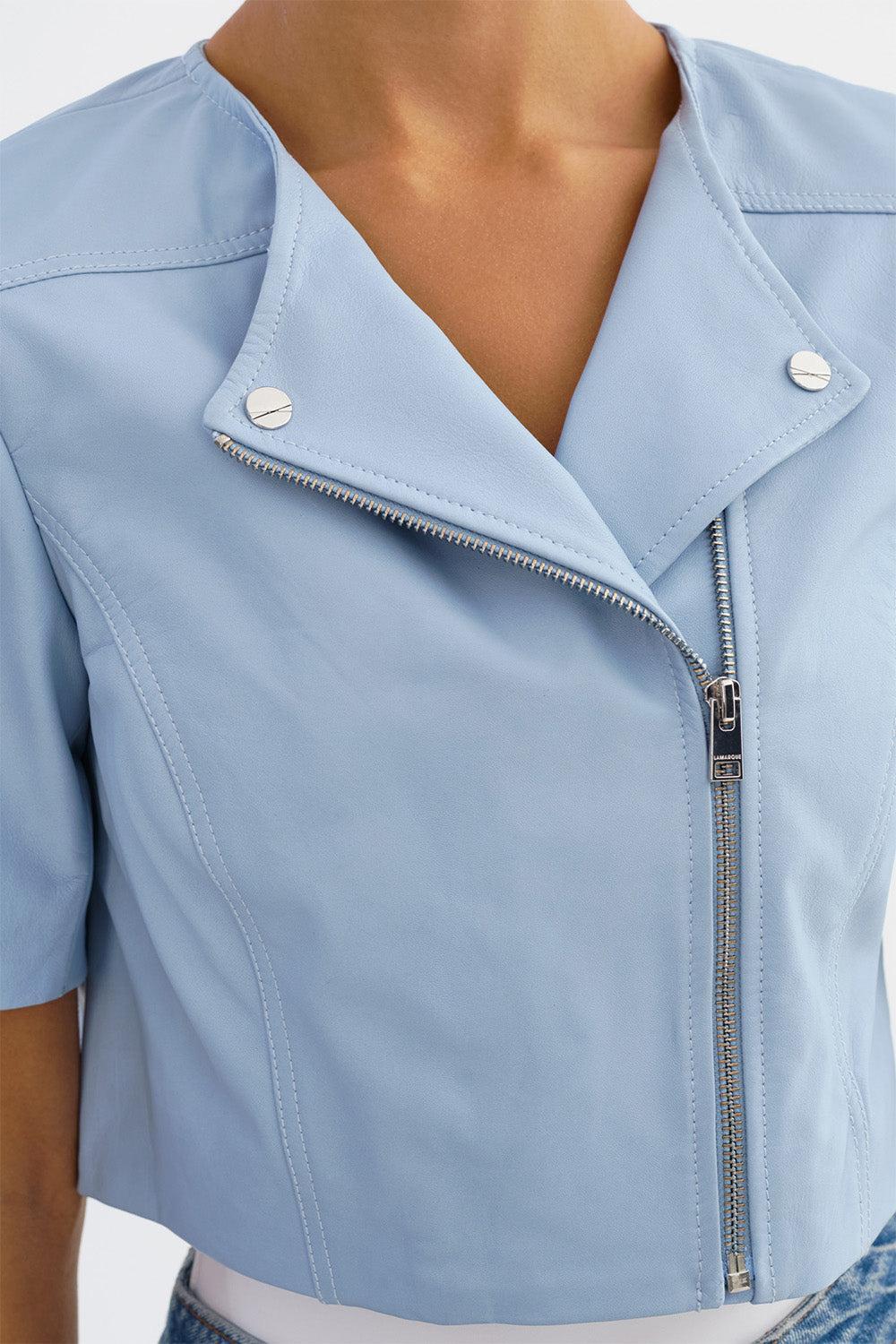 Kirsi Crop Jacket - Cool Blue-BLUE-XS-CLOTHINGJACKETCASUAL-LAMARQUE