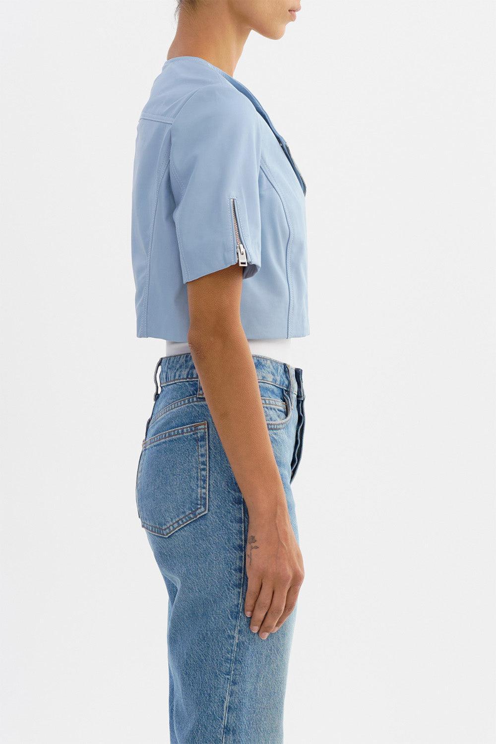 Kirsi Crop Jacket - Cool Blue-BLUE-XS-CLOTHINGJACKETCASUAL-LAMARQUE