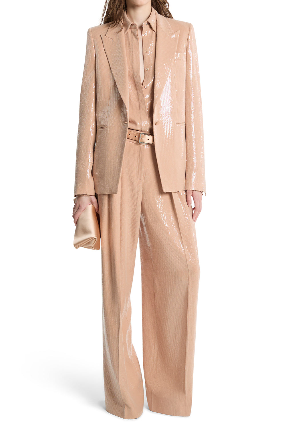 Carly Sequin Peak Lapel Blazer-BROWN-4-CLOTHINGJACKETBLAZERS-MICHAEL KORS COLLECTION