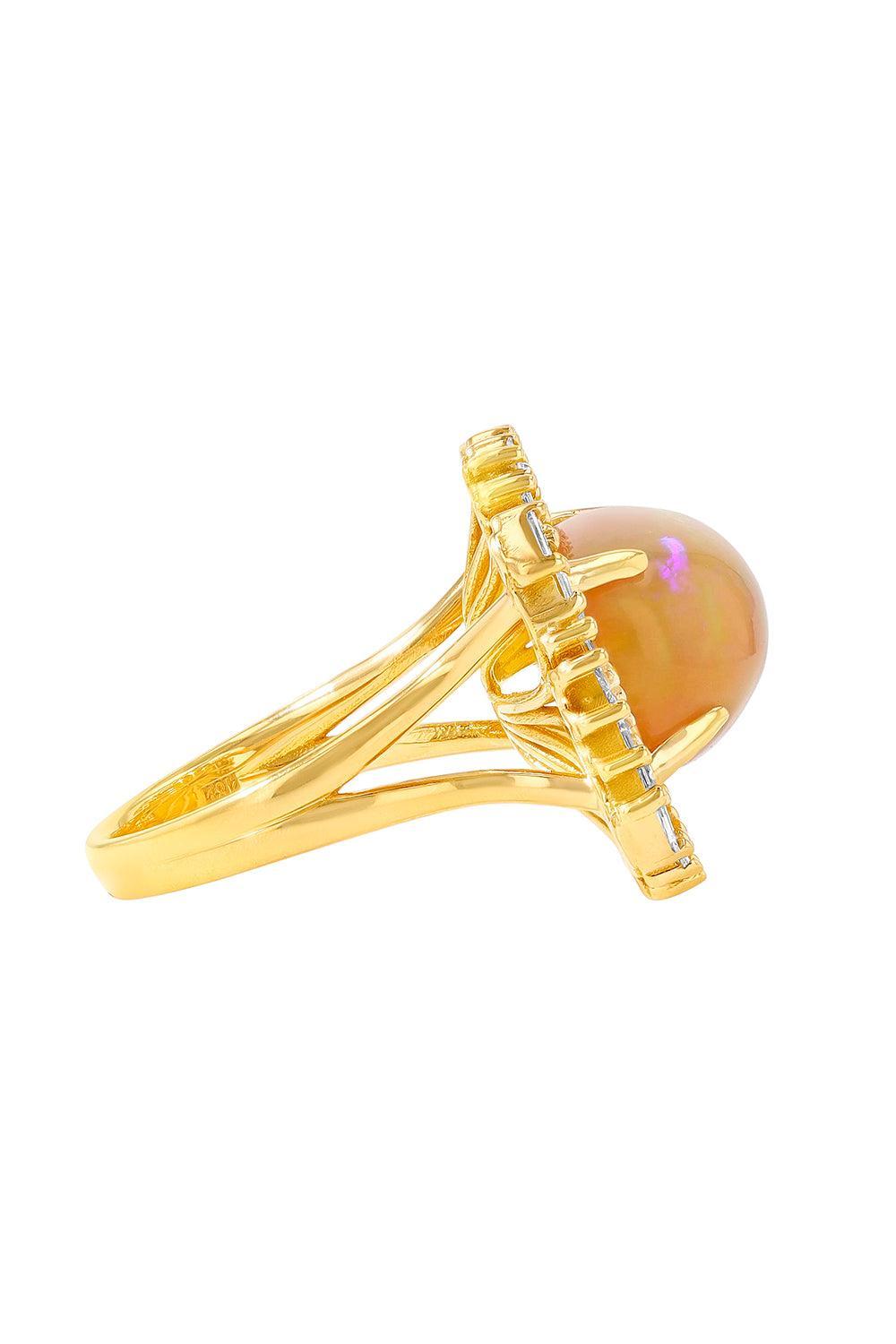 Diamond Baguette Fire Opal Ring-ROSE GOLD-7-JEWELRYFINE JEWELRING-SUZANNE KALAN