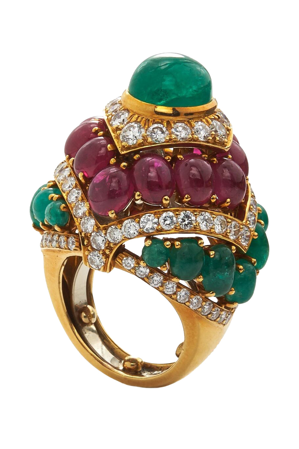 Emerald Ruby Diamond Ring