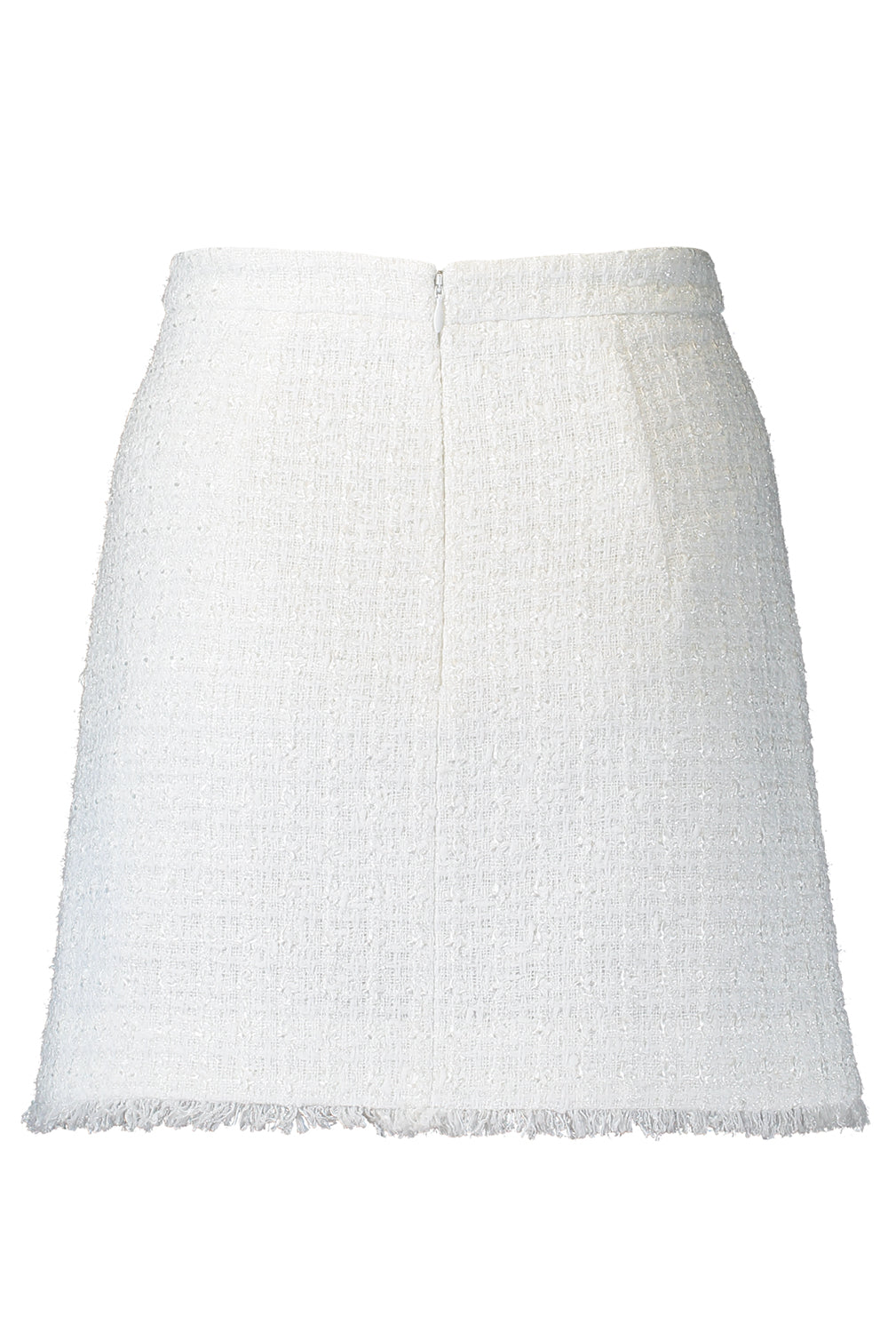 Fringed Tweed Mini Skirt