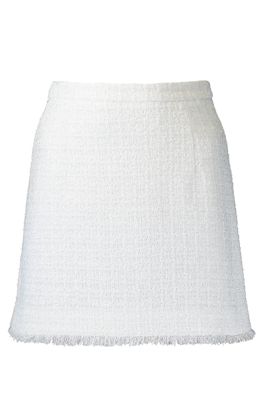 Fringed Tweed Mini Skirt