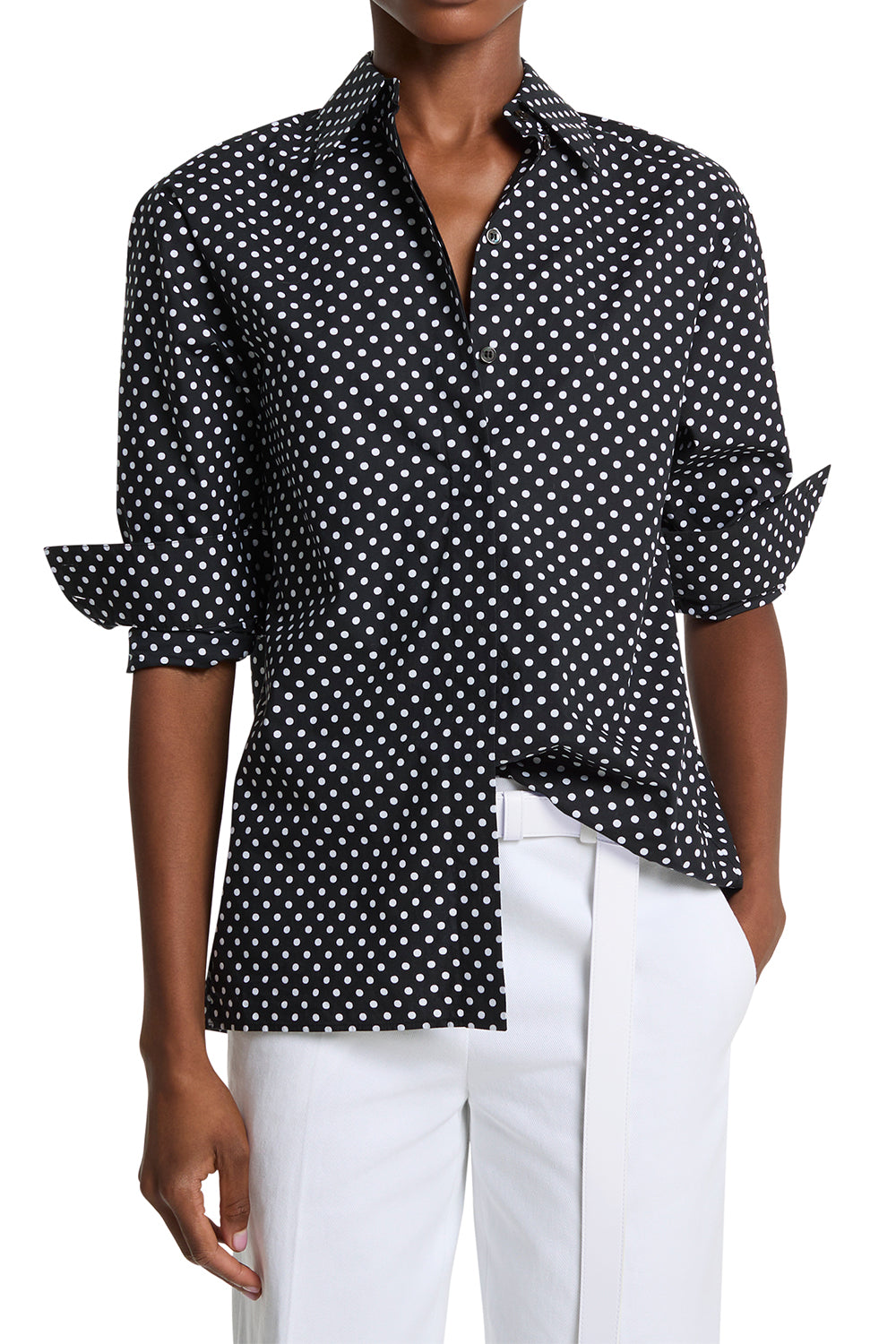 Katia Button Front Shirt-BLACK-2-CLOTHINGTOPBLOUSE-MICHAEL KORS COLLECTION