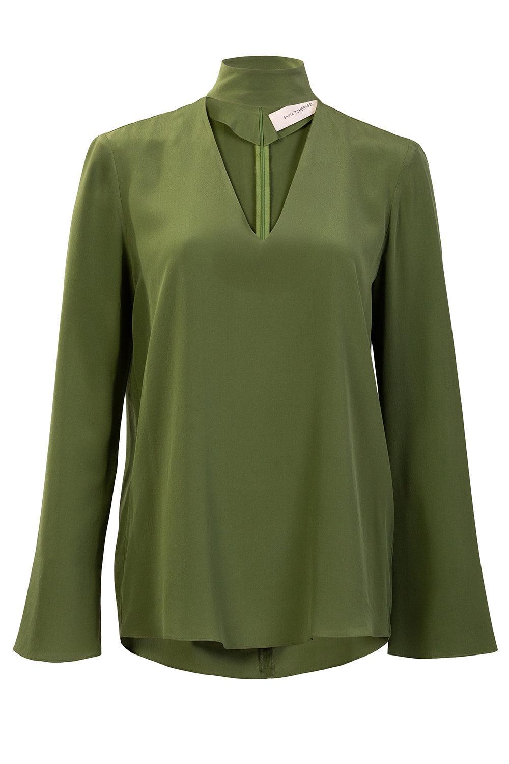 Kelsey Blouse-OLIVE-XS-CLOTHINGTOPBLOUSE-SILVIA TCHERASSI