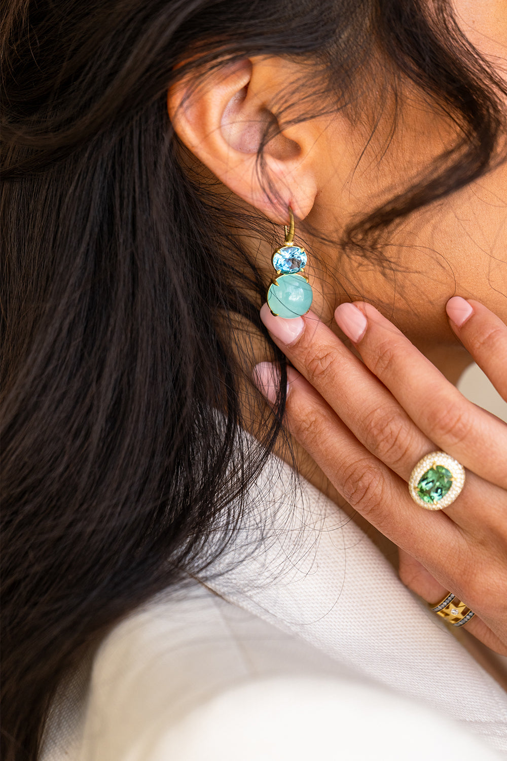 Aquamarine Opal Double Bijou Earrings