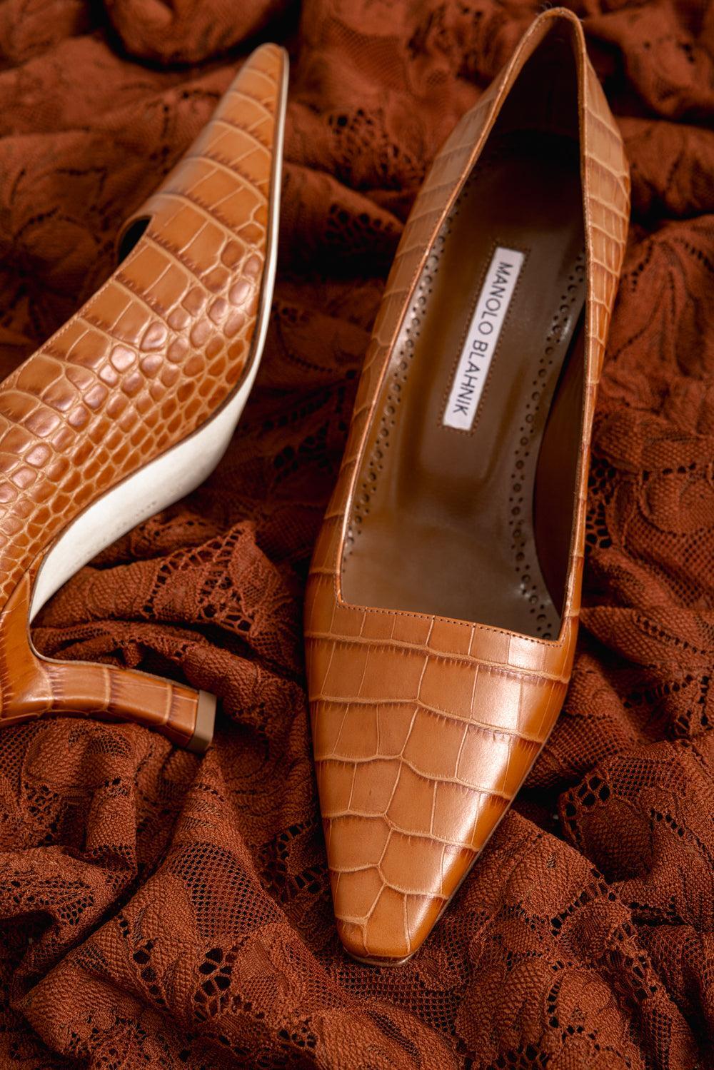 Morailo Pump - Medium Brown Croc-MBROWN-37-SHOEPUMP-MANOLO BLAHNIK