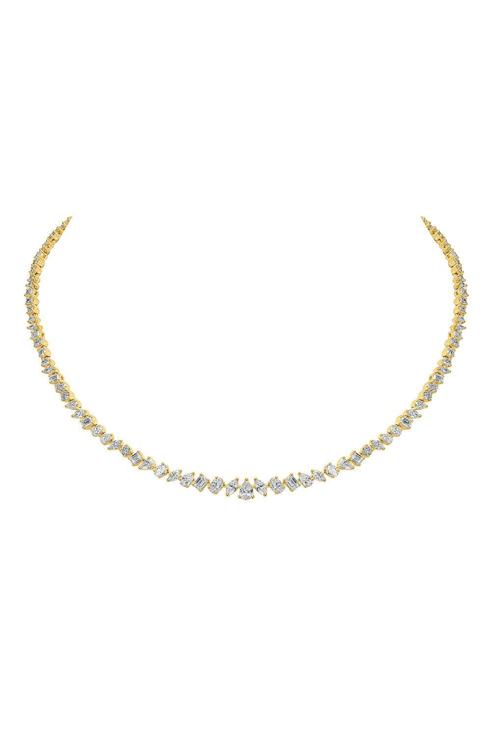 Mix Cut Diamond Tennis Necklace-YELLOW GOLD-JEWELRYFINE JEWELNECKLACE O-ARZANO