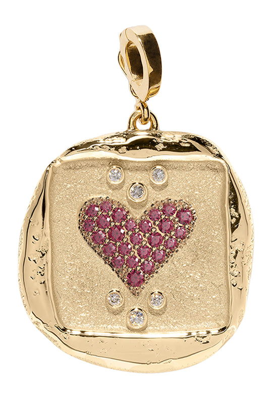 Ruby Diamond Large Amour Heart Coin