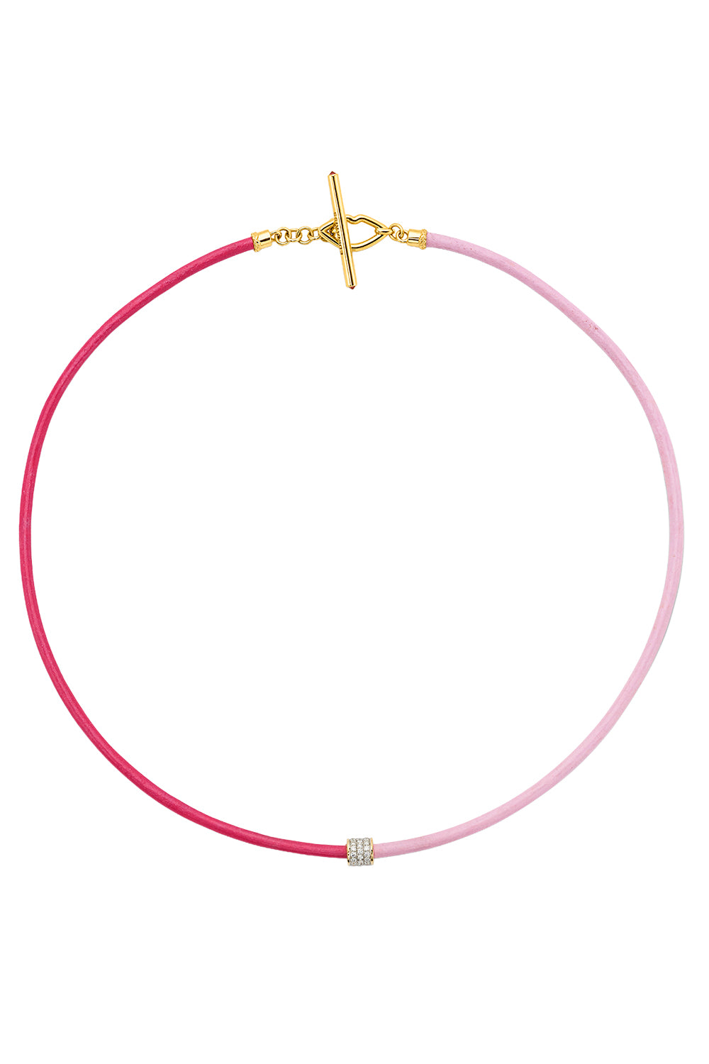 Diamond Pink Sapphire Pink Two Tone Cord Necklace-YELLOW GOLD-19-JEWELRYFINE JEWELNECKLACE O-EDINA KISS