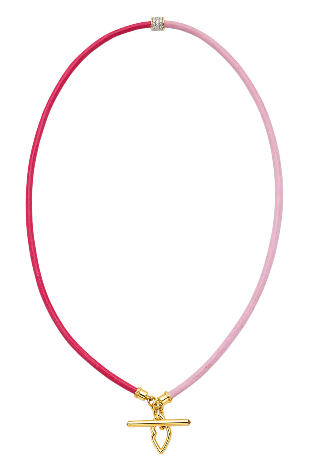 Diamond Pink Sapphire Pink Two Tone Cord Necklace-YELLOW GOLD-19-JEWELRYFINE JEWELNECKLACE O-EDINA KISS