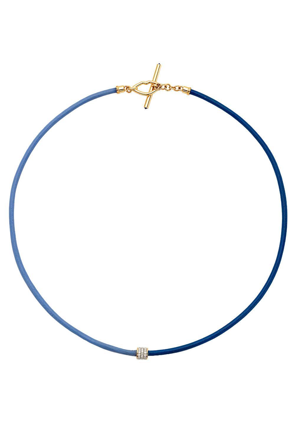  Diamond Blue Two Tone Cord Necklace-YELLOW GOLD-19-JEWELRYFINE JEWELNECKLACE O-EDINA KISS 