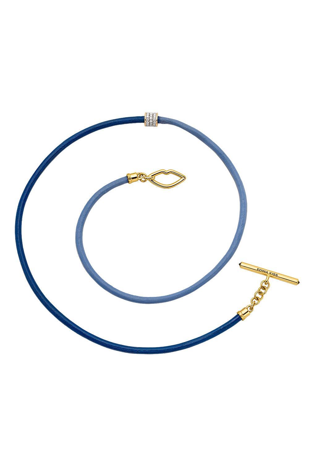Diamond Blue Two Tone Cord Necklace-YELLOW GOLD-19-JEWELRYFINE JEWELNECKLACE O-EDINA KISS