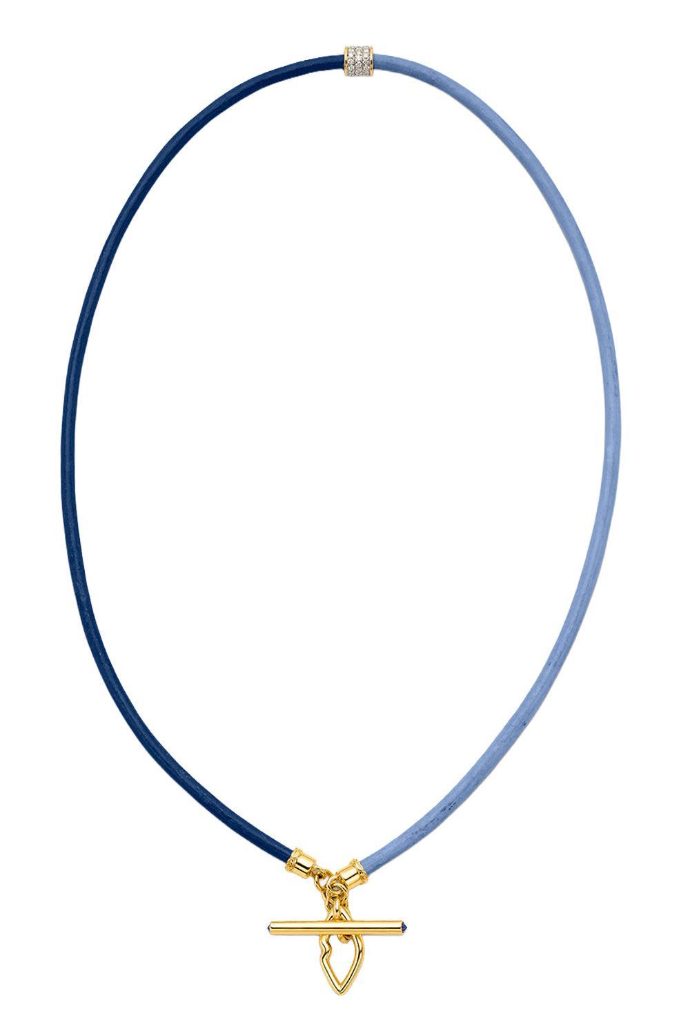Diamond Blue Two Tone Cord Necklace-YELLOW GOLD-19-JEWELRYFINE JEWELNECKLACE O-EDINA KISS