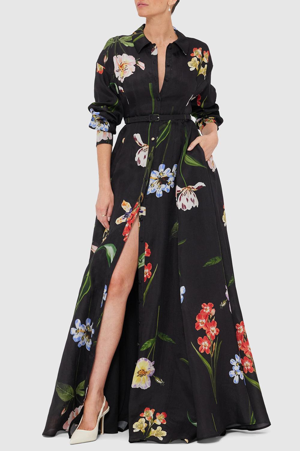 Josephine Gown - Ebony-EBONY-4-CLOTHINGDRESSGOWN-LEO LIN