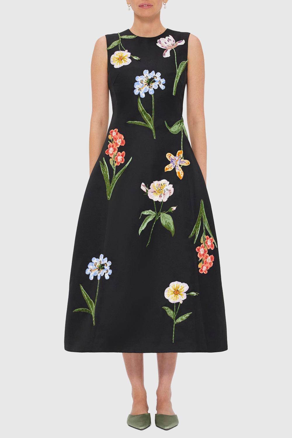 Cleo Midi Dress-EBONY-2-CLOTHINGDRESSCASUAL-LEO LIN