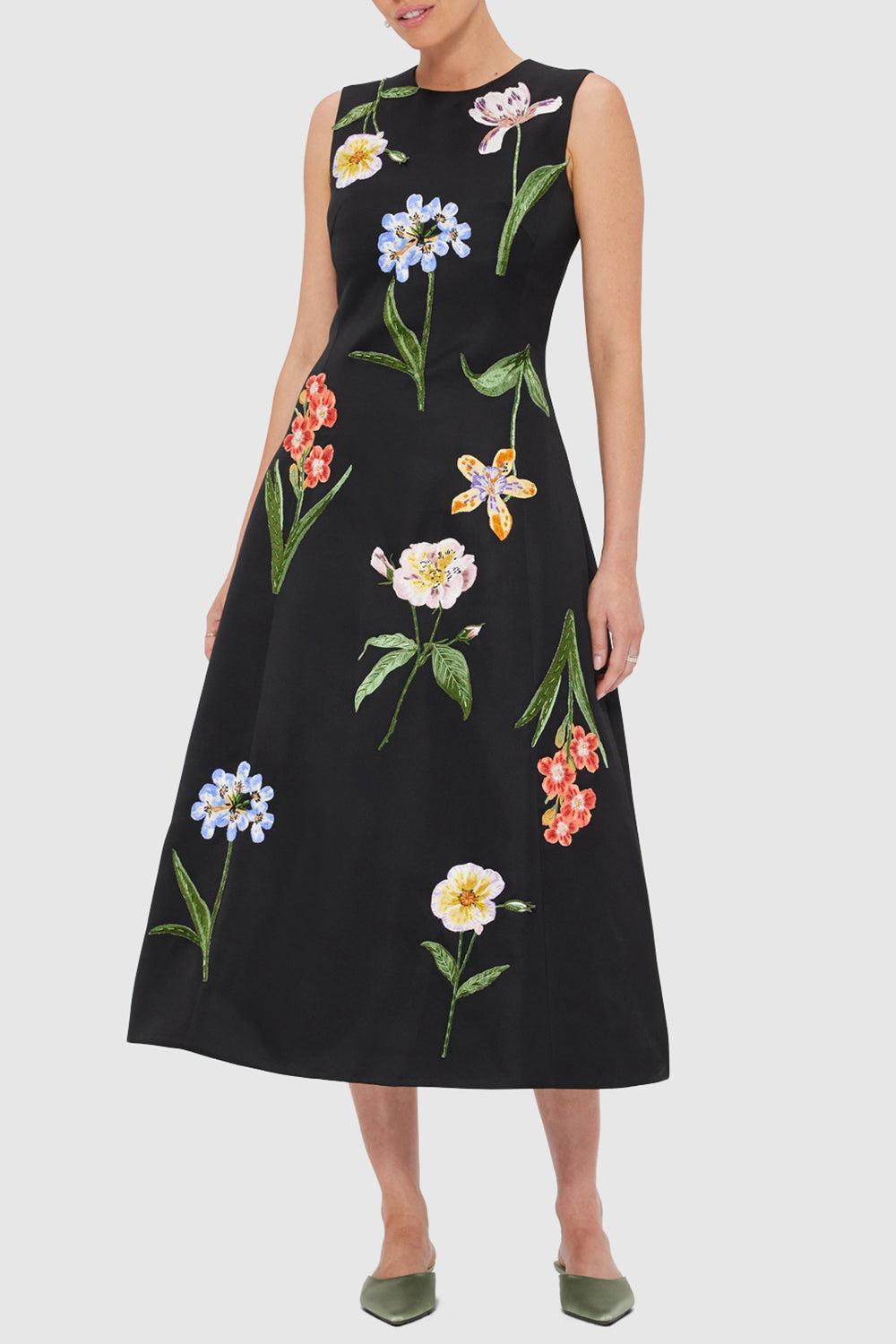 Cleo Midi Dress-EBONY-2-CLOTHINGDRESSCASUAL-LEO LIN
