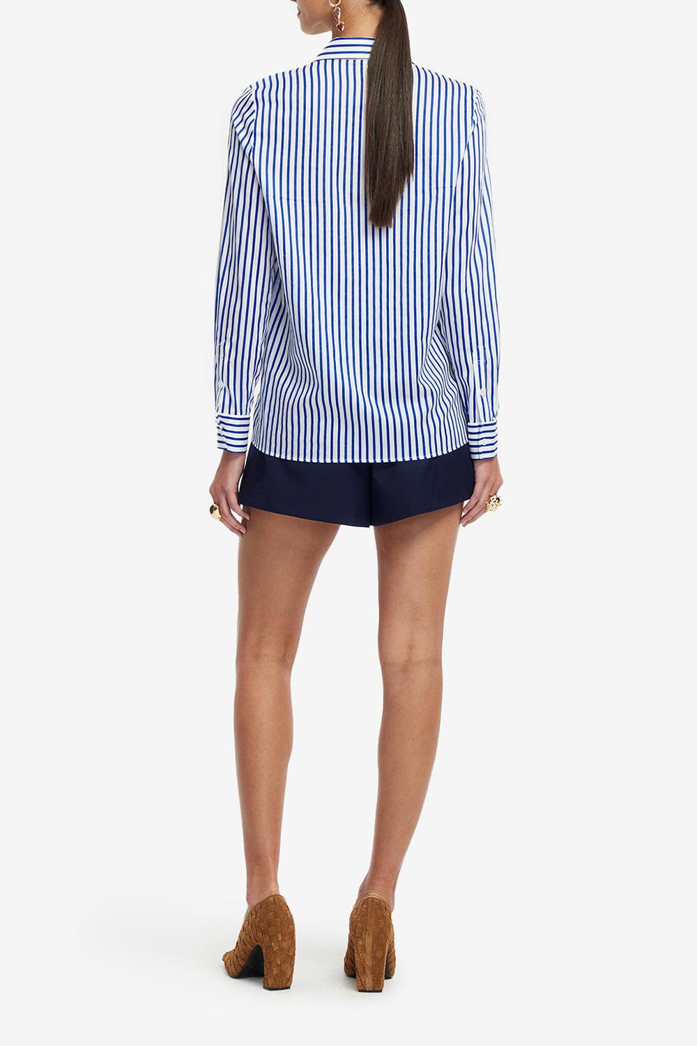 Rosaline Shirt-NAVY/WHITE-2-CLOTHINGTOPBLOUSE-LEO LIN