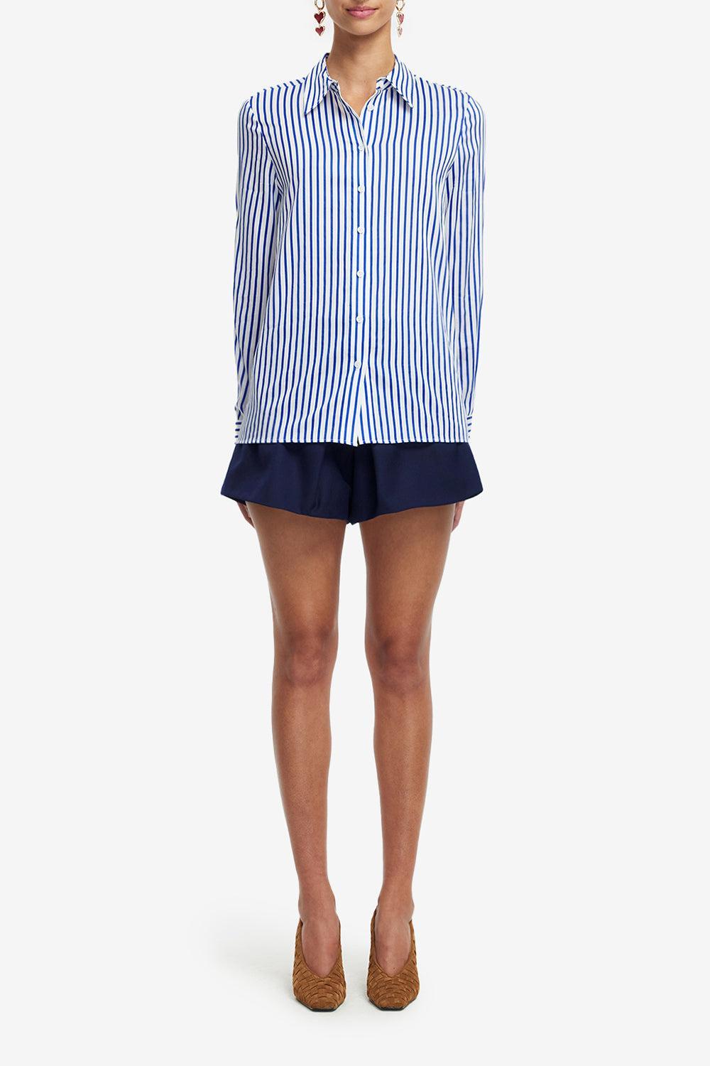 Rosaline Shirt-NAVY/WHITE-2-CLOTHINGTOPBLOUSE-LEO LIN