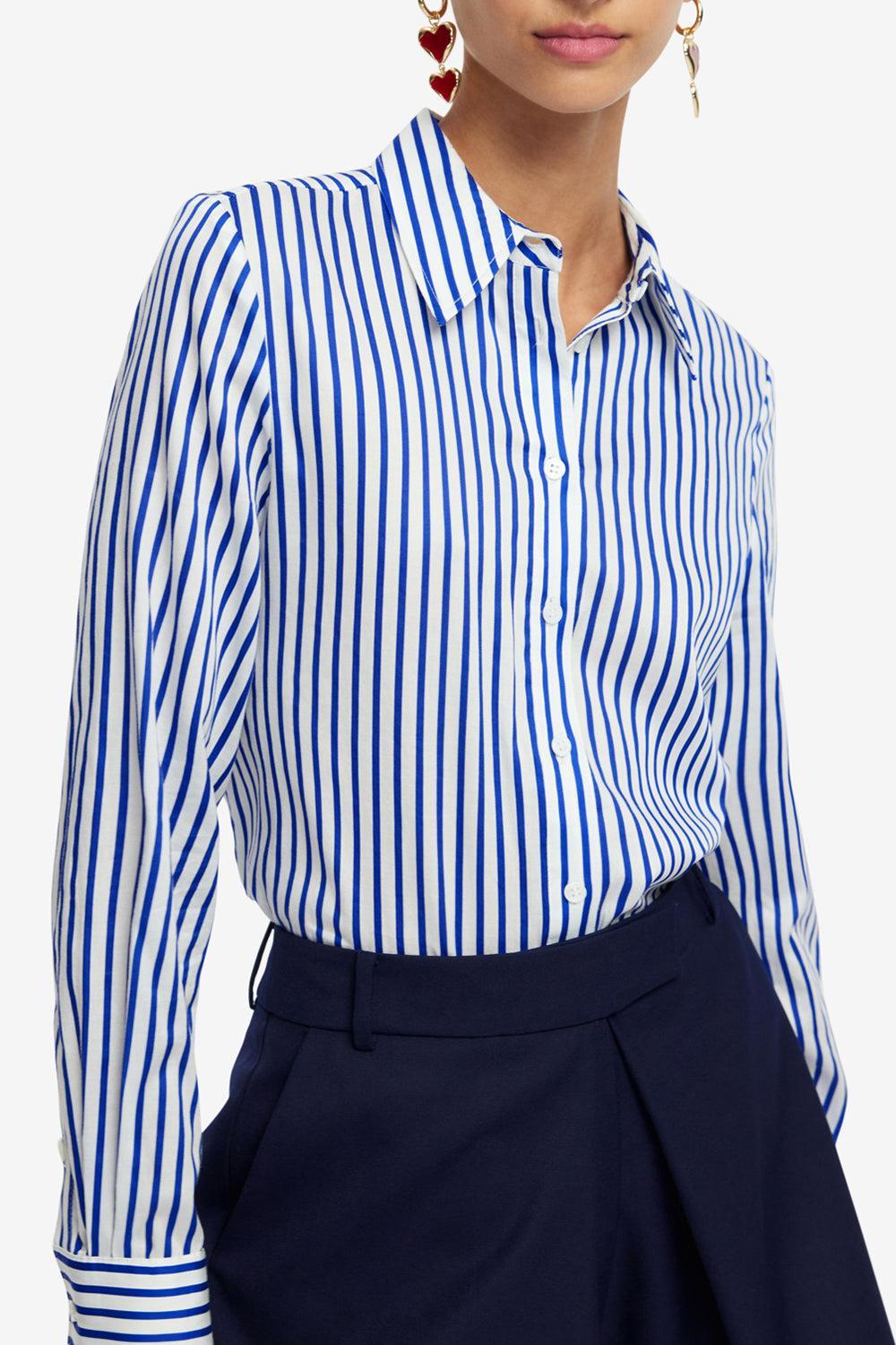 Rosaline Shirt-NAVY/WHITE-2-CLOTHINGTOPBLOUSE-LEO LIN