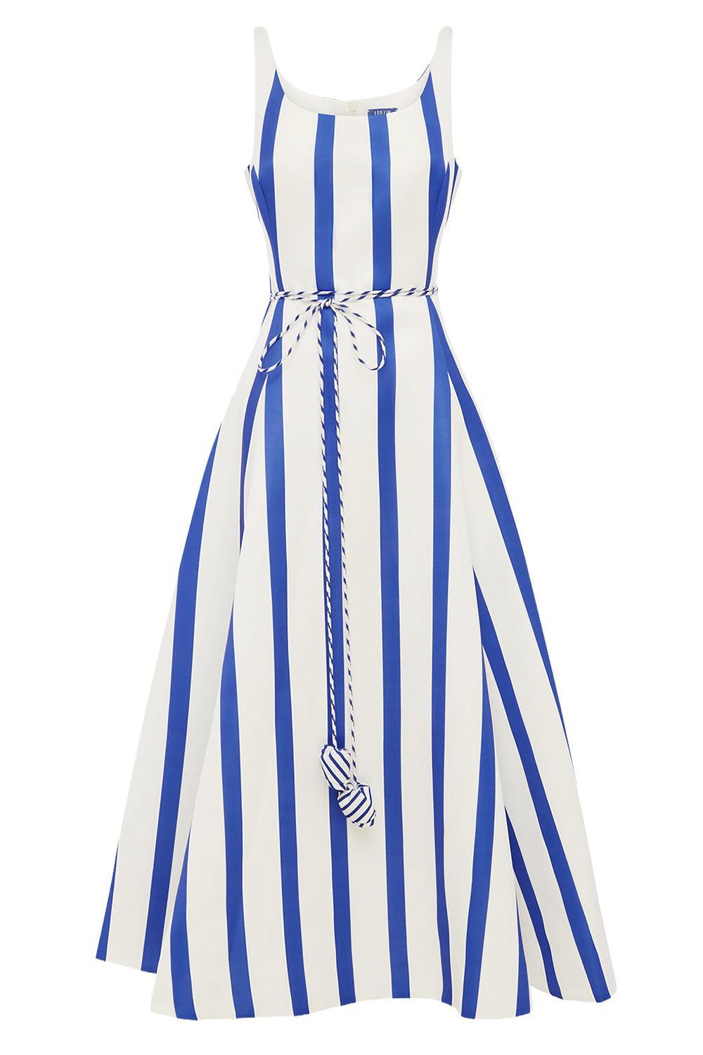 Serafina Maxi Dress-NAVY/WHITE-2-CLOTHINGDRESSCASUAL-LEO LIN