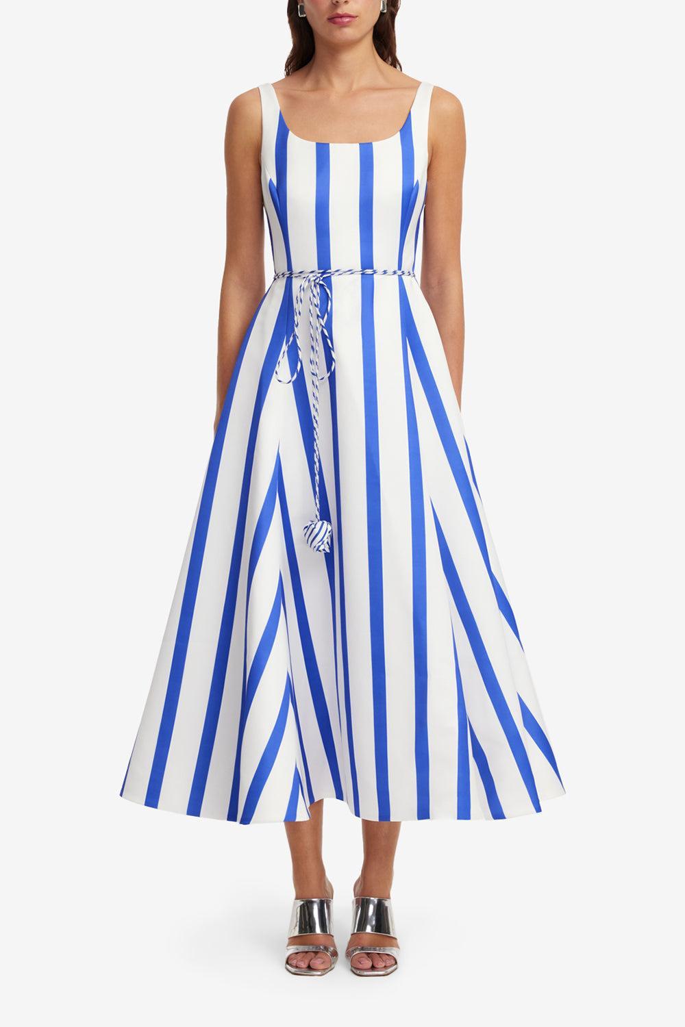 Serafina Maxi Dress-NAVY/WHITE-2-CLOTHINGDRESSCASUAL-LEO LIN