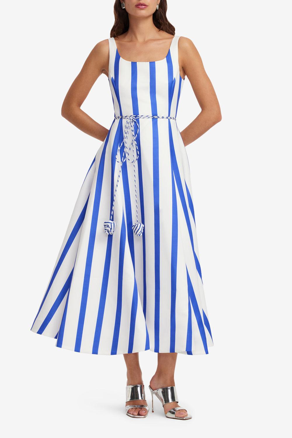 Serafina Maxi Dress-NAVY/WHITE-2-CLOTHINGDRESSCASUAL-LEO LIN