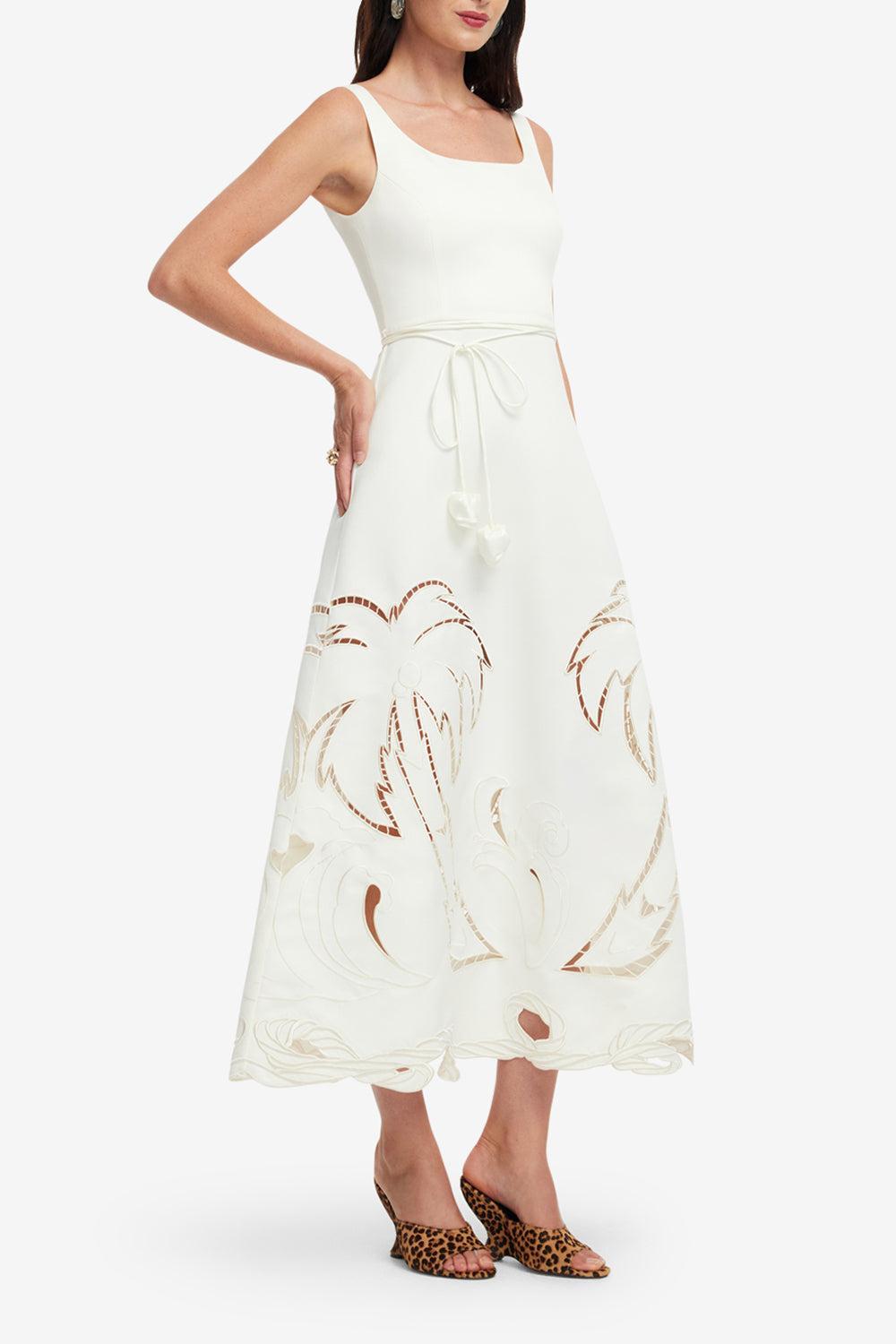 Serafina Applique Maxi Dress-VANILLA-2-CLOTHINGDRESSCASUAL-LEO LIN