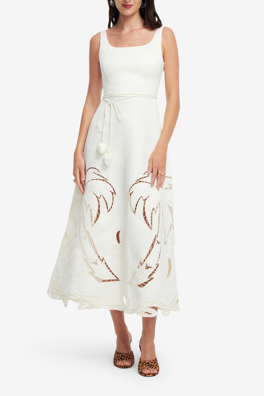 Serafina Applique Maxi Dress-VANILLA-2-CLOTHINGDRESSCASUAL-LEO LIN