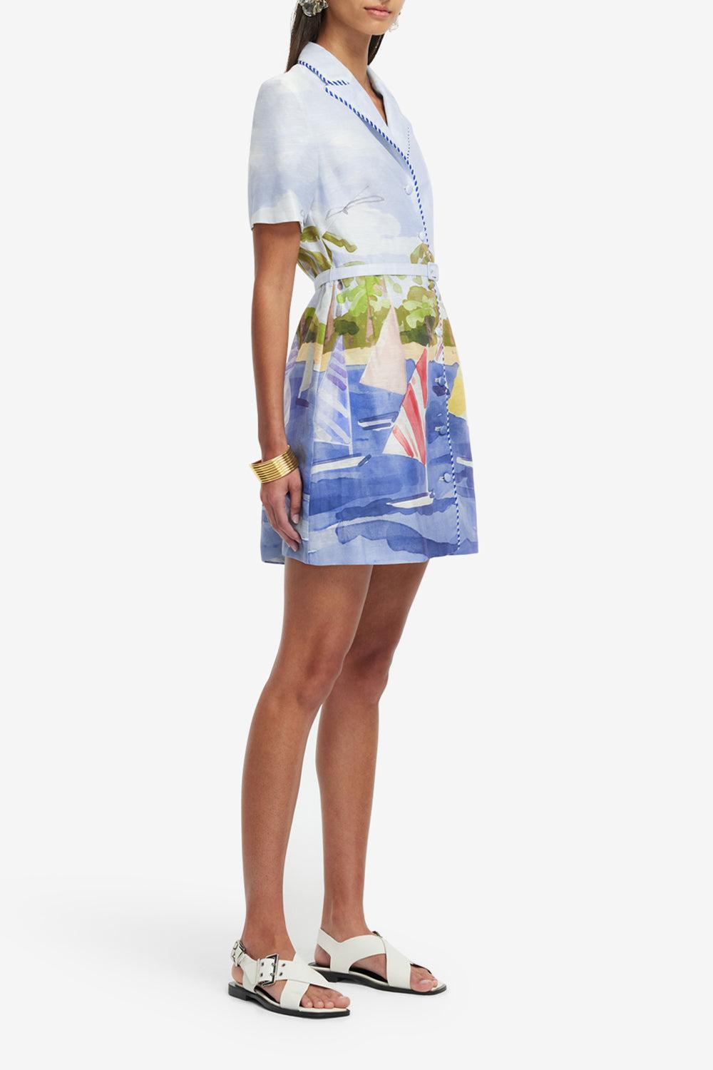 Brigitte Mini Dress-NAUTPRNT-2-CLOTHINGDRESSCASUAL-LEO LIN