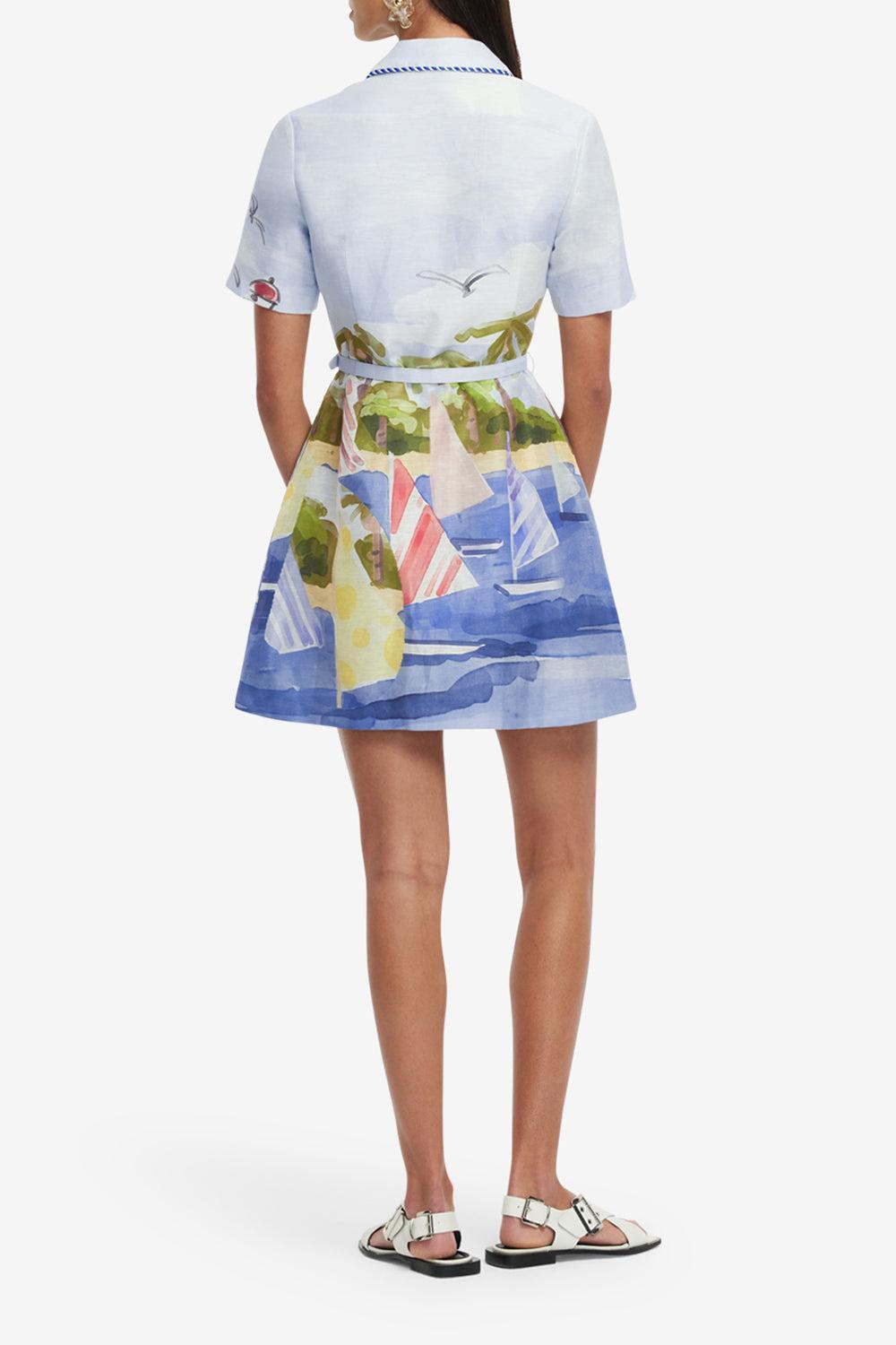 Brigitte Mini Dress-NAUTPRNT-2-CLOTHINGDRESSCASUAL-LEO LIN